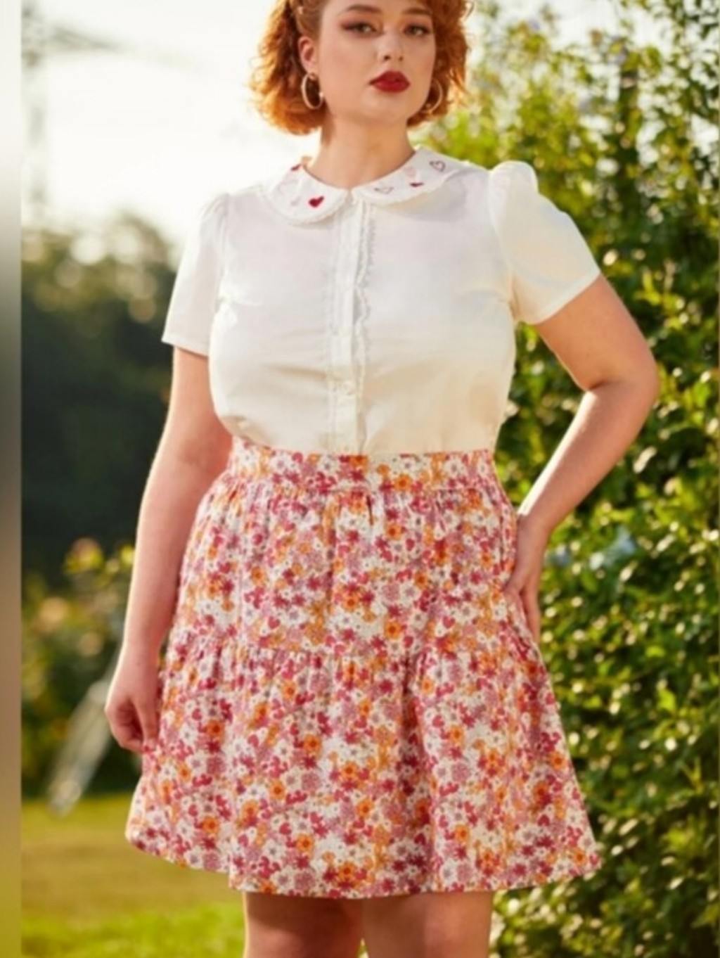 Nwt Modcloth 70s Vibe Pink & Orange Tiered Skirt